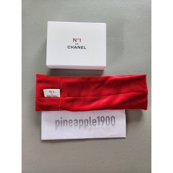 NIB Chanel No 1 Soft Camellia Logo Hair Band Headband Red Bath Spa Makeup - Picture 5 of 7